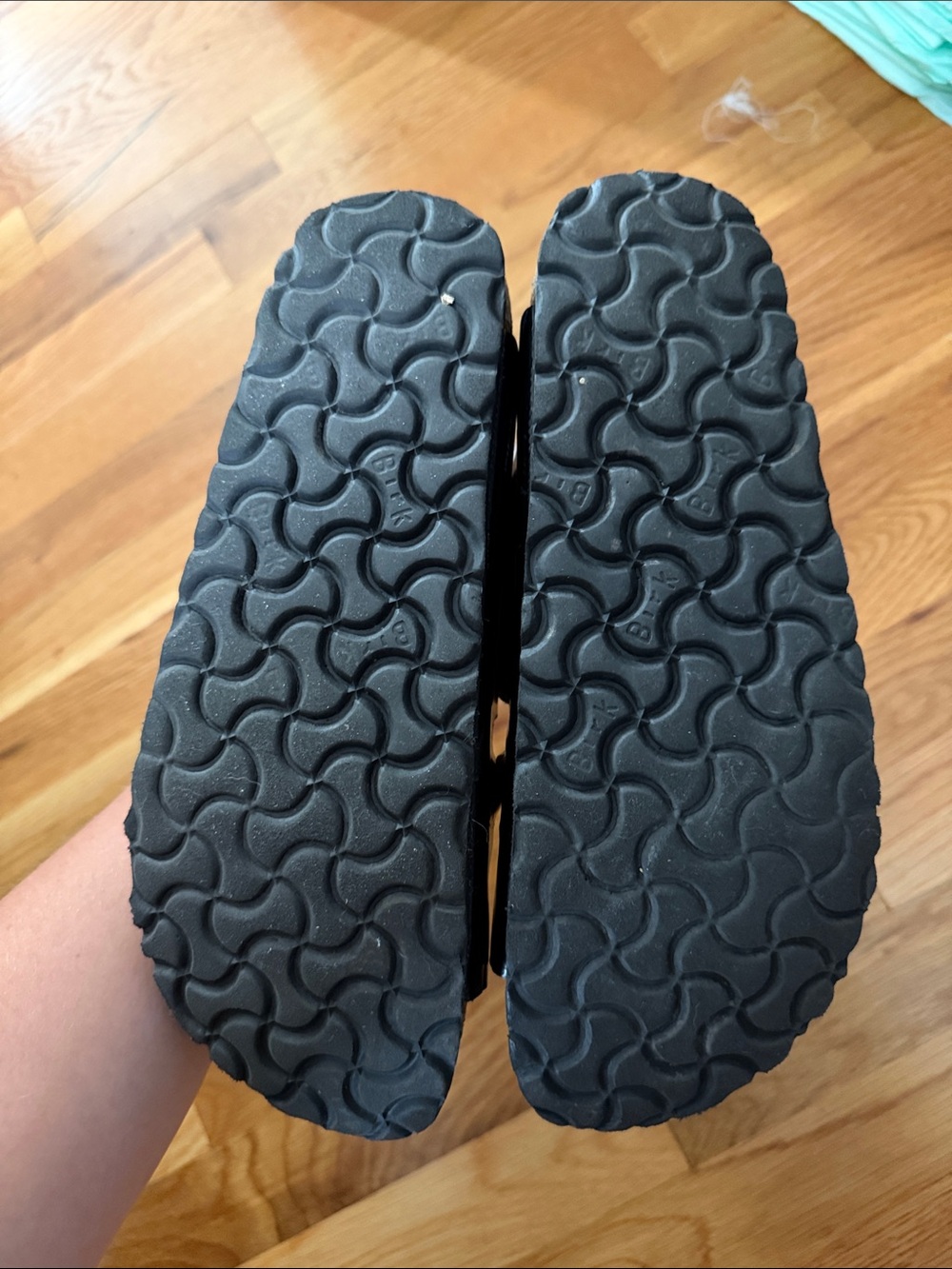 Birkenstock Black Double-Buckle Sandals with Gold Buckles - Picture 2 of 3
